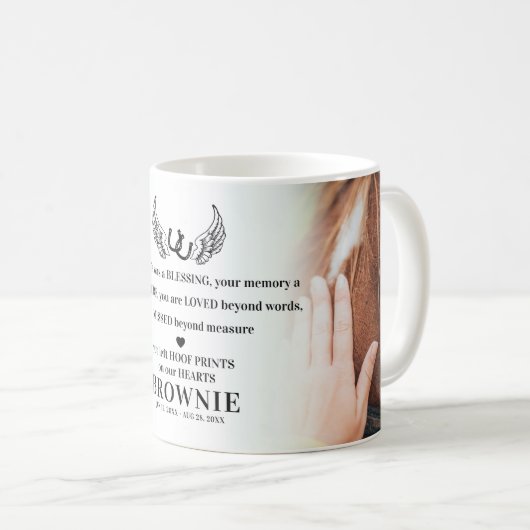 馬スタイリッシュモダン2写真記念ペットロス コーヒーマグカップ (正面右)