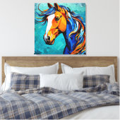 馬ステンドグラス キャンバスプリント (インサイチュ (寝室))