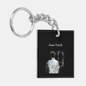 馬ダークアクリルキーチェーンを持つ男性 キーホルダー (正面左)