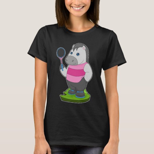 馬テニス テニスラケット Tシャツ (正面)