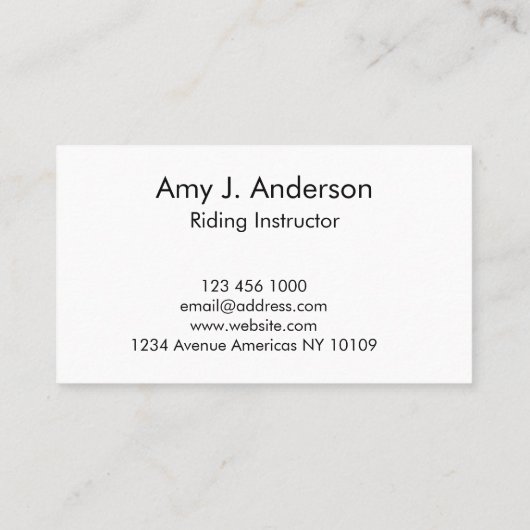 馬トレーナー/インストラクター名刺 名刺 (裏面)