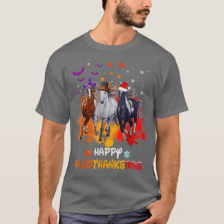 馬ハロウィーンとメリークリスマスハッピーハロタ Tシャツ