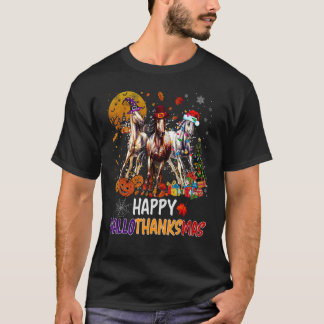馬ハロウィーンとメリークリスマスハッピーハロタ Tシャツ