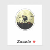 馬ハロウィーンヘッドレスホースマンパンプキンと月 シール (シート)