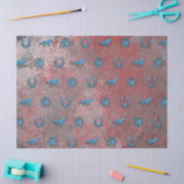 馬パターン(赤、白く及び青) 薄葉紙 (クラフト)