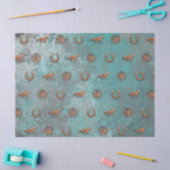 馬パターン(青い) 薄葉紙 (クラフト)