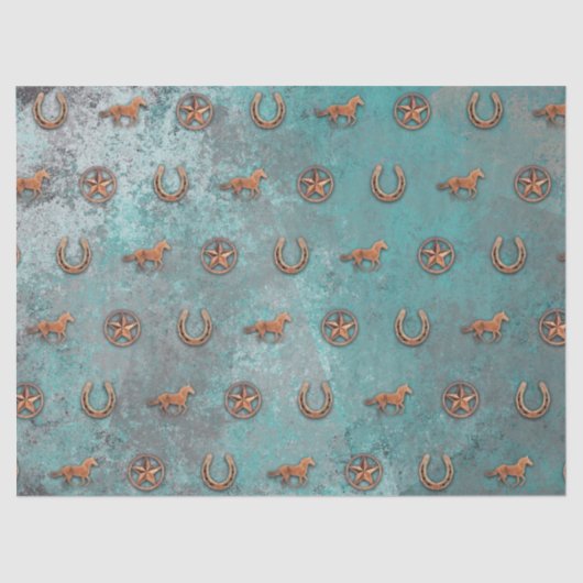 馬パターン(青い) 薄葉紙 (正面)