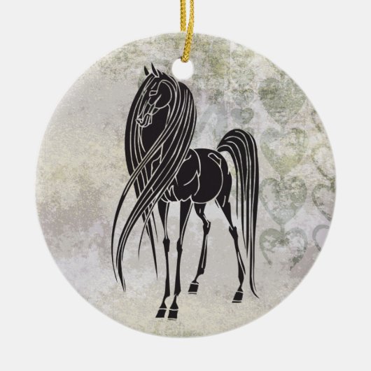 馬パーソナライズされたとグランジハートオーナメント セラミックオーナメント (正面)