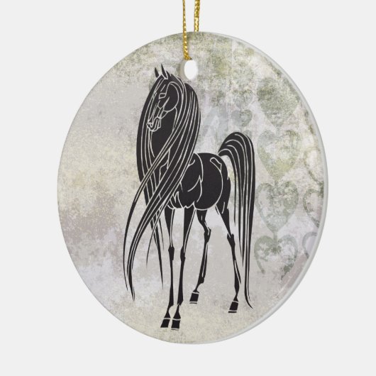 馬パーソナライズされたとグランジハートオーナメント セラミックオーナメント (左)