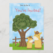 馬パーソナライズされたの赤ちゃんシャワー招待状~女の子 招待状 (正面/裏面)