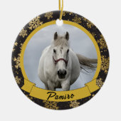 馬パーソナライズされたペットオーナメント写真年 セラミックオーナメント (正面)