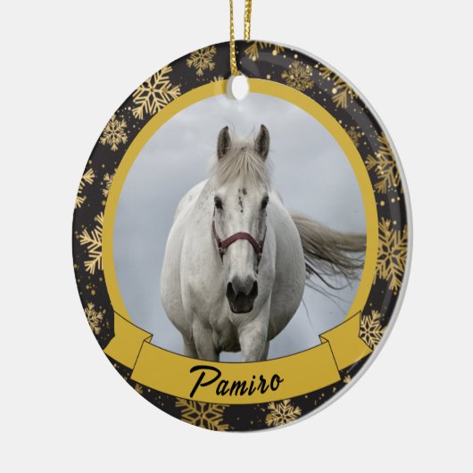 馬パーソナライズされたペットオーナメント写真年 セラミックオーナメント (左)