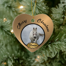 馬パーソナライズされたペットオーナメント写真年 セラミックオーナメント