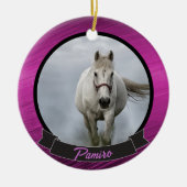 馬パーソナライズされたペットオーナメント写真年 セラミックオーナメント (正面)