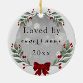 馬パーソナライズされたペットオーナメント写真年 セラミックオーナメント (裏面)