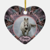 馬パーソナライズされたペットオーナメント写真年 セラミックオーナメント (正面)