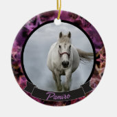 馬パーソナライズされたペットオーナメント写真年 セラミックオーナメント (正面)