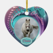 馬パーソナライズされたペットオーナメント写真年 セラミックオーナメント (正面)