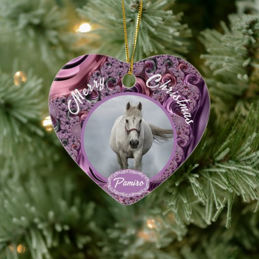 馬パーソナライズされたペットオーナメント写真年 セラミックオーナメント (ツリー)