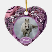 馬パーソナライズされたペットオーナメント写真年 セラミックオーナメント (正面)
