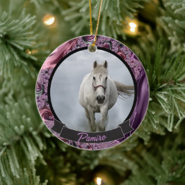 馬パーソナライズされたペットオーナメント写真年 セラミックオーナメント