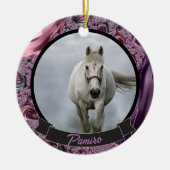 馬パーソナライズされたペットオーナメント写真年 セラミックオーナメント (正面)