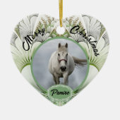馬パーソナライズされたペットオーナメント写真年 セラミックオーナメント (正面)