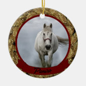 馬パーソナライズされたペットオーナメント写真年 セラミックオーナメント (正面)