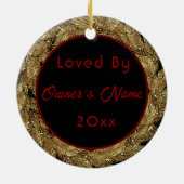 馬パーソナライズされたペットオーナメント写真年 セラミックオーナメント (裏面)