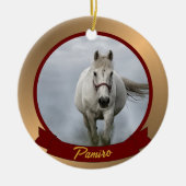馬パーソナライズされたペットオーナメント写真年 セラミックオーナメント (正面)
