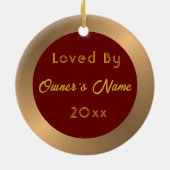 馬パーソナライズされたペットオーナメント写真年 セラミックオーナメント (裏面)