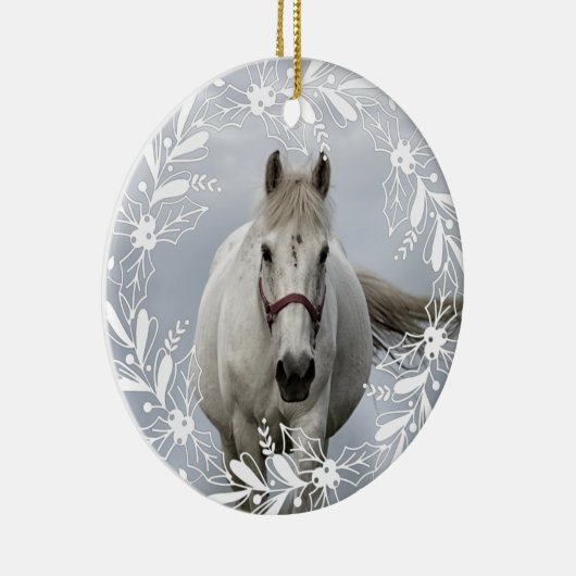 馬パーソナライズされたペットオーナメント写真年 セラミックオーナメント (右)