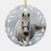 馬パーソナライズされたペットオーナメント写真年 セラミックオーナメント (正面)