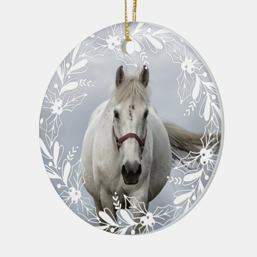 馬パーソナライズされたペットオーナメント写真年 セラミックオーナメント (左)