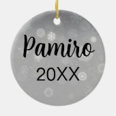 馬パーソナライズされたペットオーナメント写真年 セラミックオーナメント (裏面)