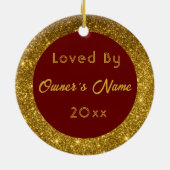 馬パーソナライズされたペットオーナメント写真年 セラミックオーナメント (裏面)