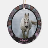 馬パーソナライズされたペットオーナメント写真年 セラミックオーナメント (左)