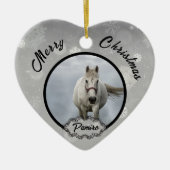 馬パーソナライズされたペットオーナメント写真年 セラミックオーナメント (正面)