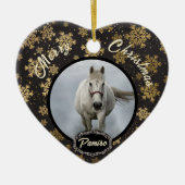 馬パーソナライズされたペットオーナメント写真年 セラミックオーナメント (正面)