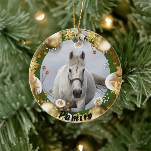 馬パーソナライズされたペットオーナメント写真年 セラミックオーナメント (ツリー)