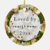 馬パーソナライズされたペットオーナメント写真年 セラミックオーナメント (裏面)