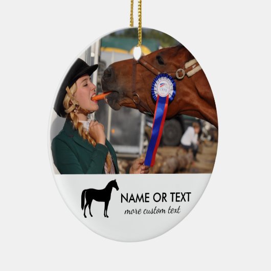 馬パーソナライズされた乗り写真馬術 セラミックオーナメント (右)