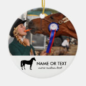 馬パーソナライズされた乗り写真馬術 セラミックオーナメント (正面)