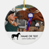 馬パーソナライズされた乗り写真馬術 セラミックオーナメント (裏面)
