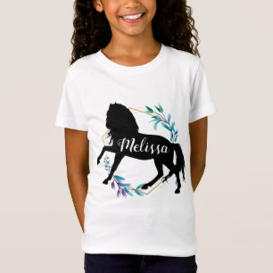 馬パーソナライズされた乗り名前をカスタムする  Tシャツ
