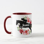 馬パーソナライズされた乗馬フローラ名 マグカップ (左)