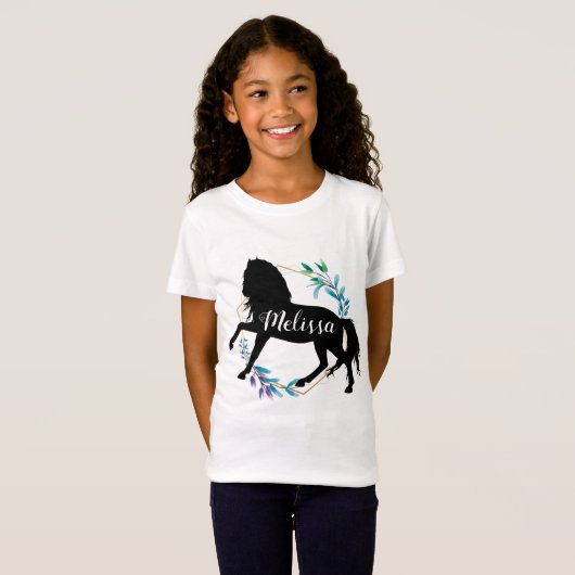 馬パーソナライズされた乗馬名前をカスタムする Tシャツ (正面フル)