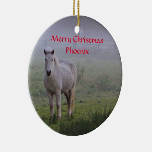 馬パーソナライズされた友クリスマス飾り セラミックオーナメント (右)