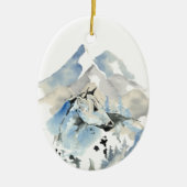 馬パーソナライズされた山クリスマス セラミックオーナメント (正面)