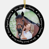 馬パーソナライズされた記念ペットロスモダン写真 セラミックオーナメント (正面)
